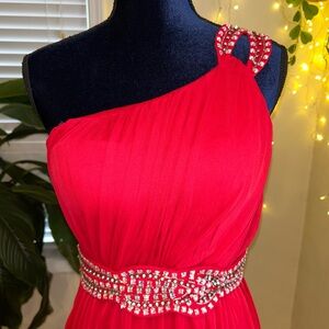 City Triangles Red One-Shoulder Prom Dress